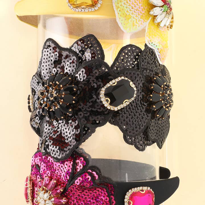 SP Sophia Collection - Wholesale Fashion Headband - Women's - Ornate Crystal Sequin Embellished Headband