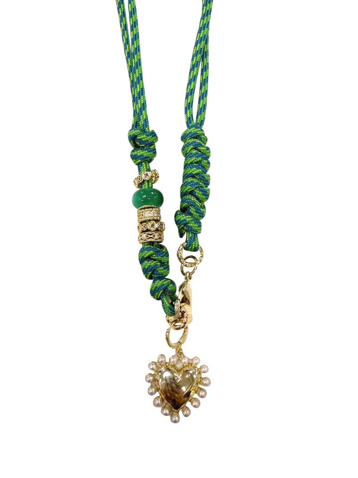 Johnny Green Rope Necklace with Pearl Heart Charm for wholesale by Gemelli