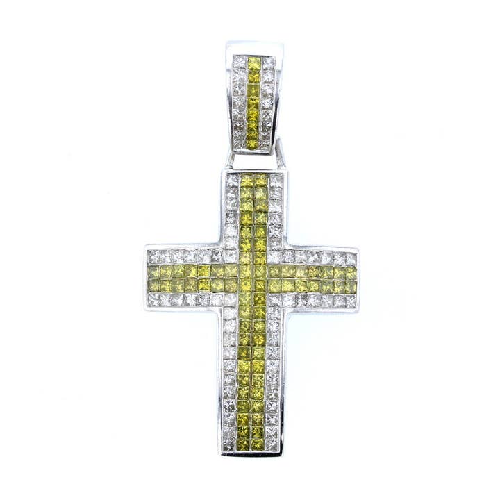 14K White Gold Invisible Setting Diamond Cross Pendant for wholesale by NYMAN JEWELERS