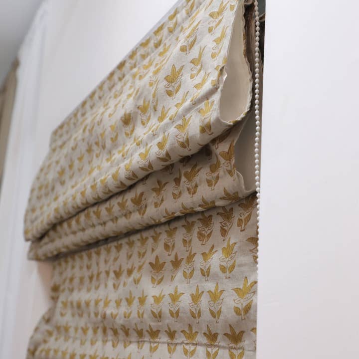 Fabdivine - Wholesale Blinds - Block Print Pure Linen Handmade Roman Shade - Saat Patti2