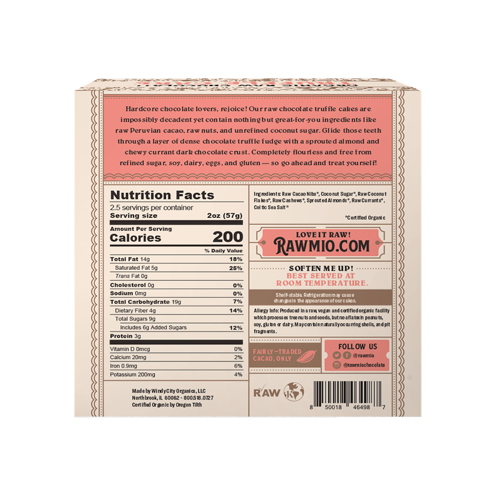Windy City Organics - Wholesale Chocolate Bar - Mini Raw Chocolate Truffle Cake - 5 oz1