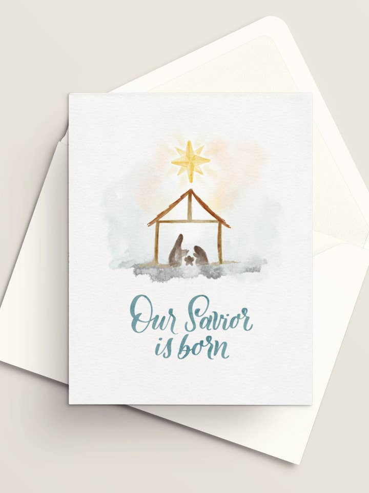 Jesus in der Krippe Weihnachtsgrußkarte | Christliche Grußkarte | Handgemachte Grußkarte | Feiertagsgrußkarte | Weihnachtskarten | Weihnachten 2025 | Glaubensbasiert für den Großhandel von Vivi Furlong