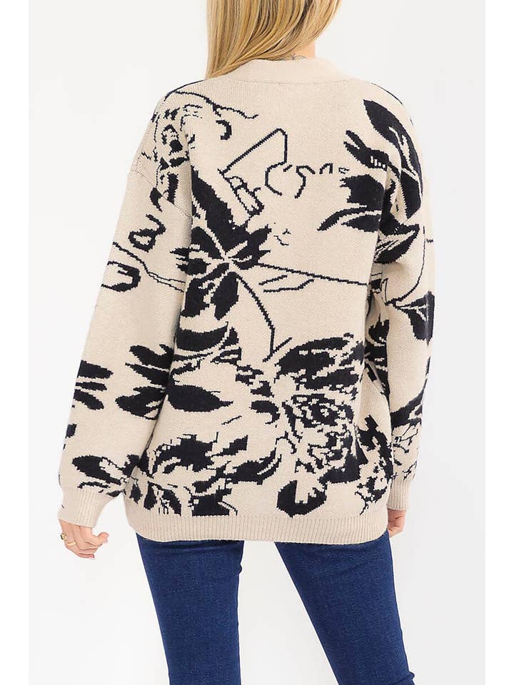 FARINA D'AVENA CARDIGAN MULTI STAMPA CON BOTTONI in vendita all'ingrosso su Faire2