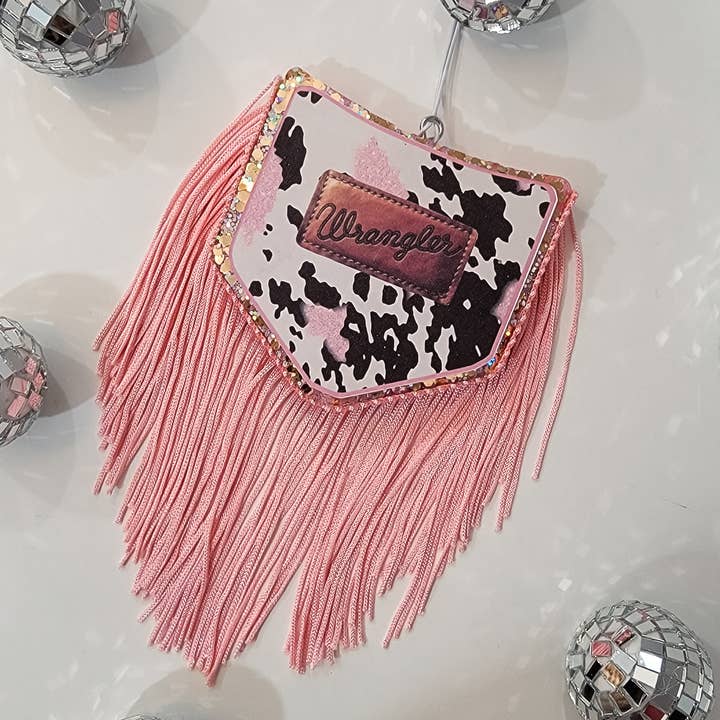 Dulce Flor Co, - Vente Désodorisant pour voiture – femme - Désodorisant de voiture en peau de vache rose avec frange, Freshies de voiture Western