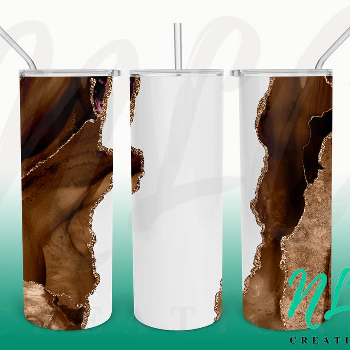 Brun og hvid Geode 20oz Tumbler for engroshandel hos NLC Creations