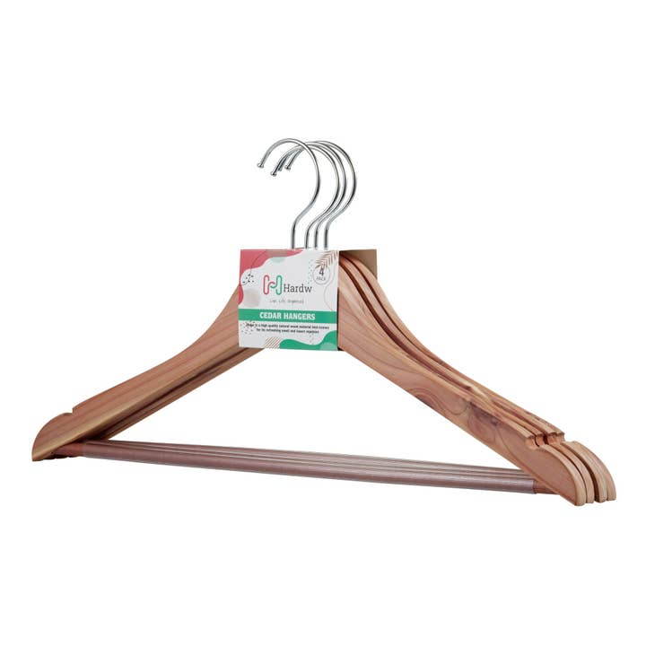 Cedar Wood Light Brown Suit Hangers (4pcs Per Paper Sleeve) for wholesale by DEILSY