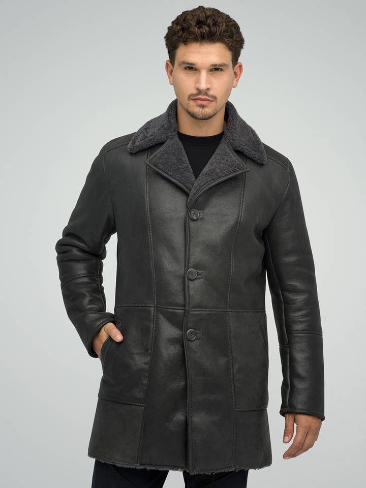 Natural Shearling coat for men 381 for wholesale by A&A Vesa