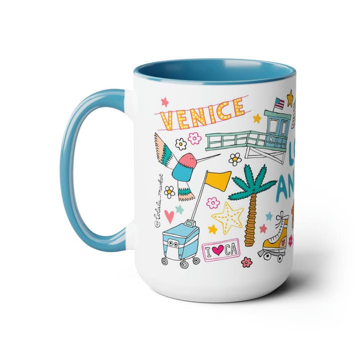 LOLALA - Your California Happiness Market 💛 - Wholesale Coffee Mug - Los Angeles - *BIG* Coffee Mug (15oz, blue)