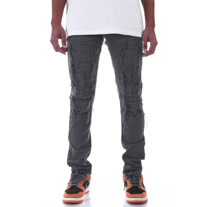 PATCHED DISTRESS SKINNY PANTS for wholesale by KDNK