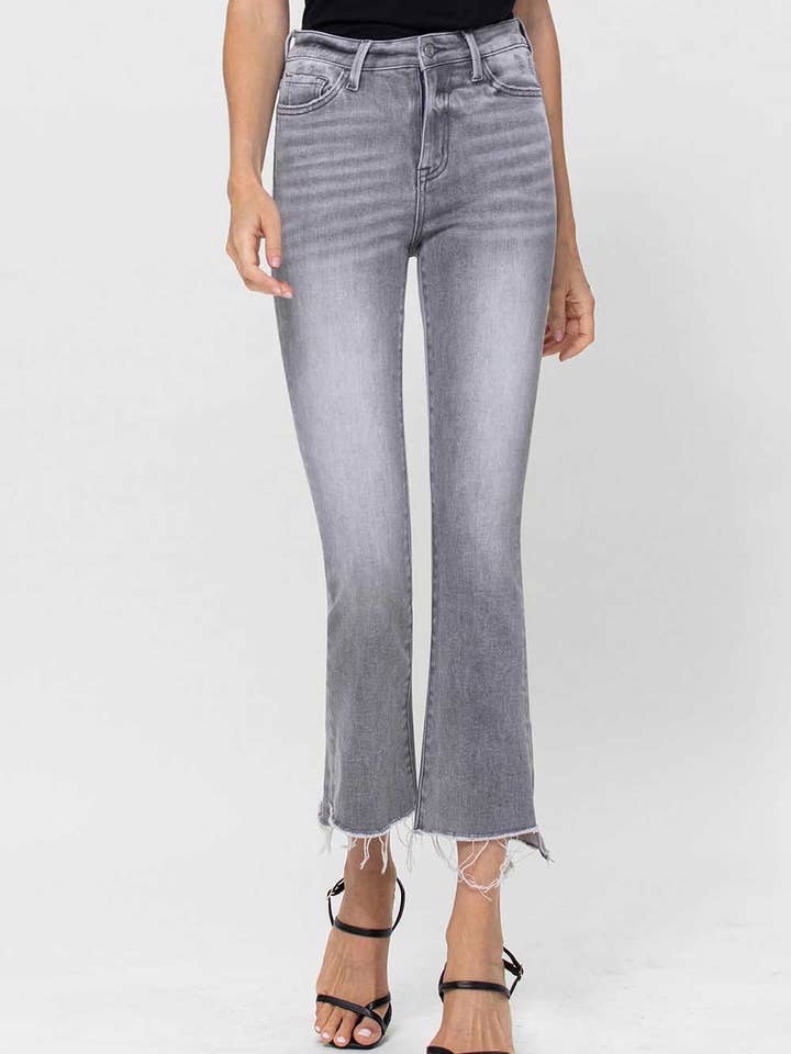 HIGH RISE CROP FLARE JEANS V2739 for wholesale by VERVET by FLYING MONKEY
