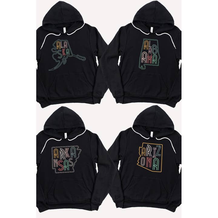 Kissed Apparel – wholesale Hoodie – Women's – Neon State Shape Graphic Hoodies1