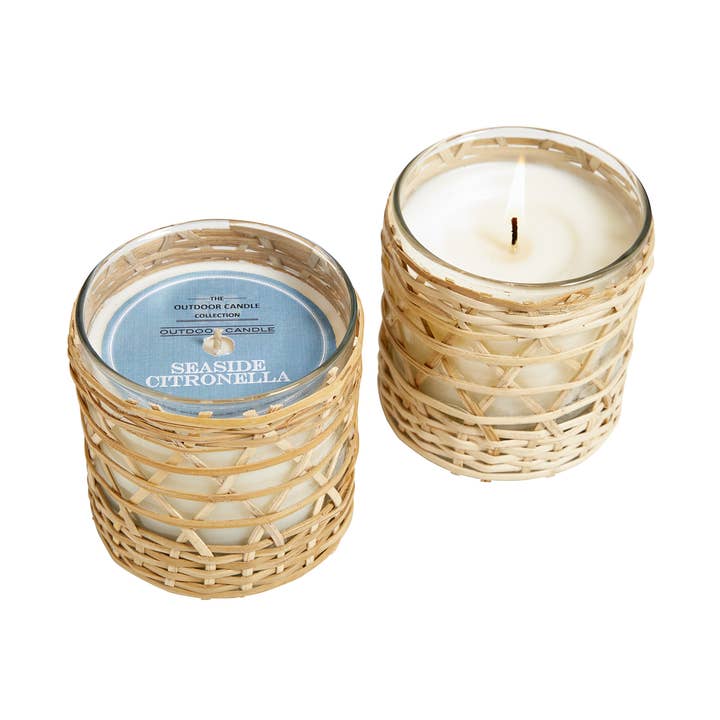 Citronella Seaside Candle In Bamboo Wrapped 7oz. Ctn.6 for wholesale by Hillhouse Naturals/Field+Fleur