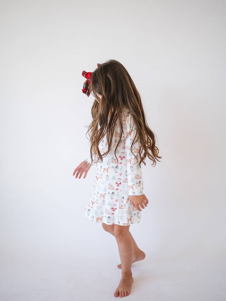 Gaia Baby Goods - Wholesale Dress - Kids - Organic Cotton Toddler Dress in Holiday Santa Print1