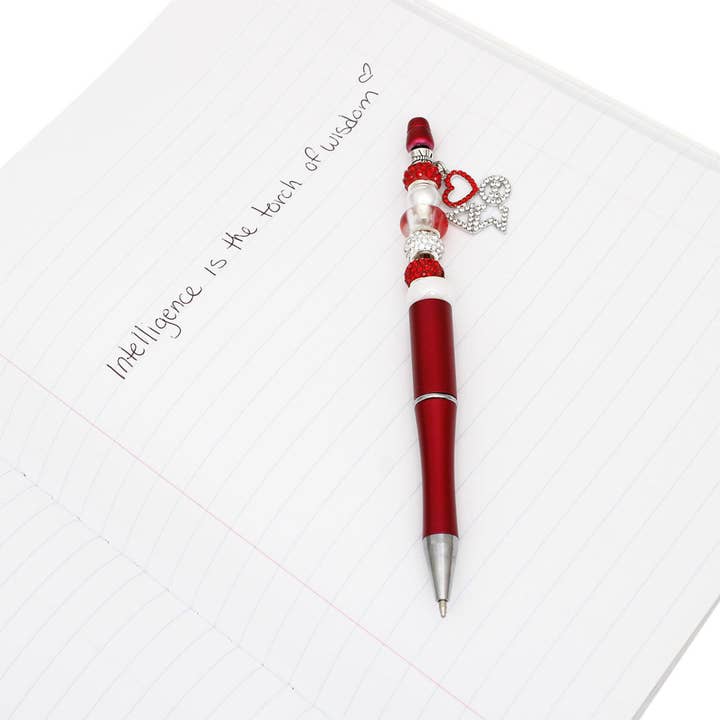 DST Sorority Bling Bead and Charm Red Pen for wholesale on Faire