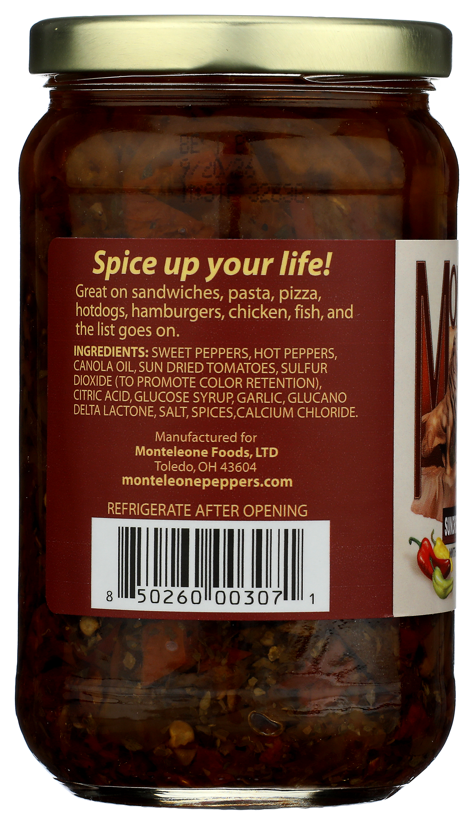 Monteleone Italian Peppers in Oil - Wholesale Pickled Vegetables - Sundried Tomatoes & Hot Peppers in Oil - 15 oz.1