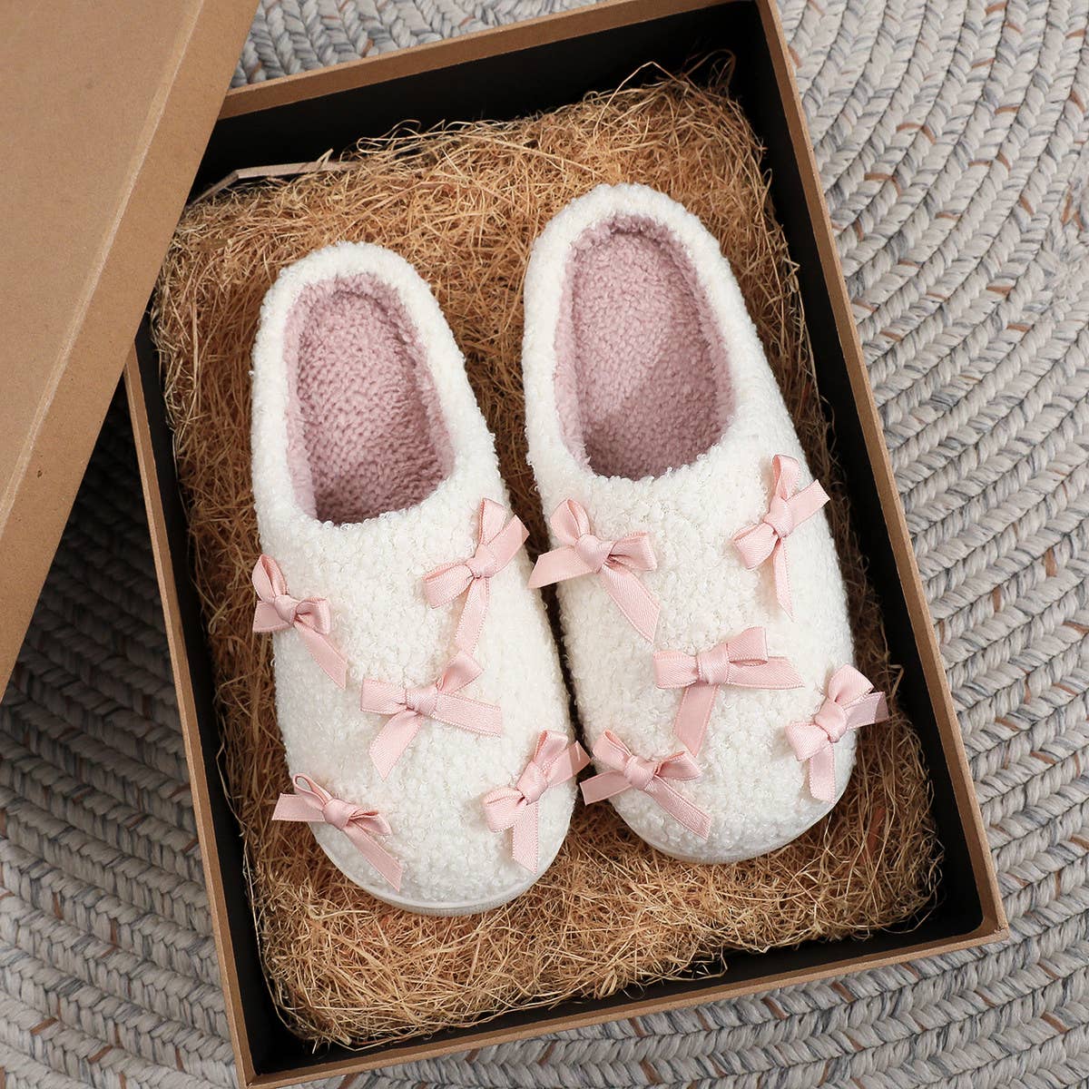 DOUBLJU - Wholesale Slippers - Women's - CUTE WARM HOME BOW COTTON SLIPPERS_CWSHS11530