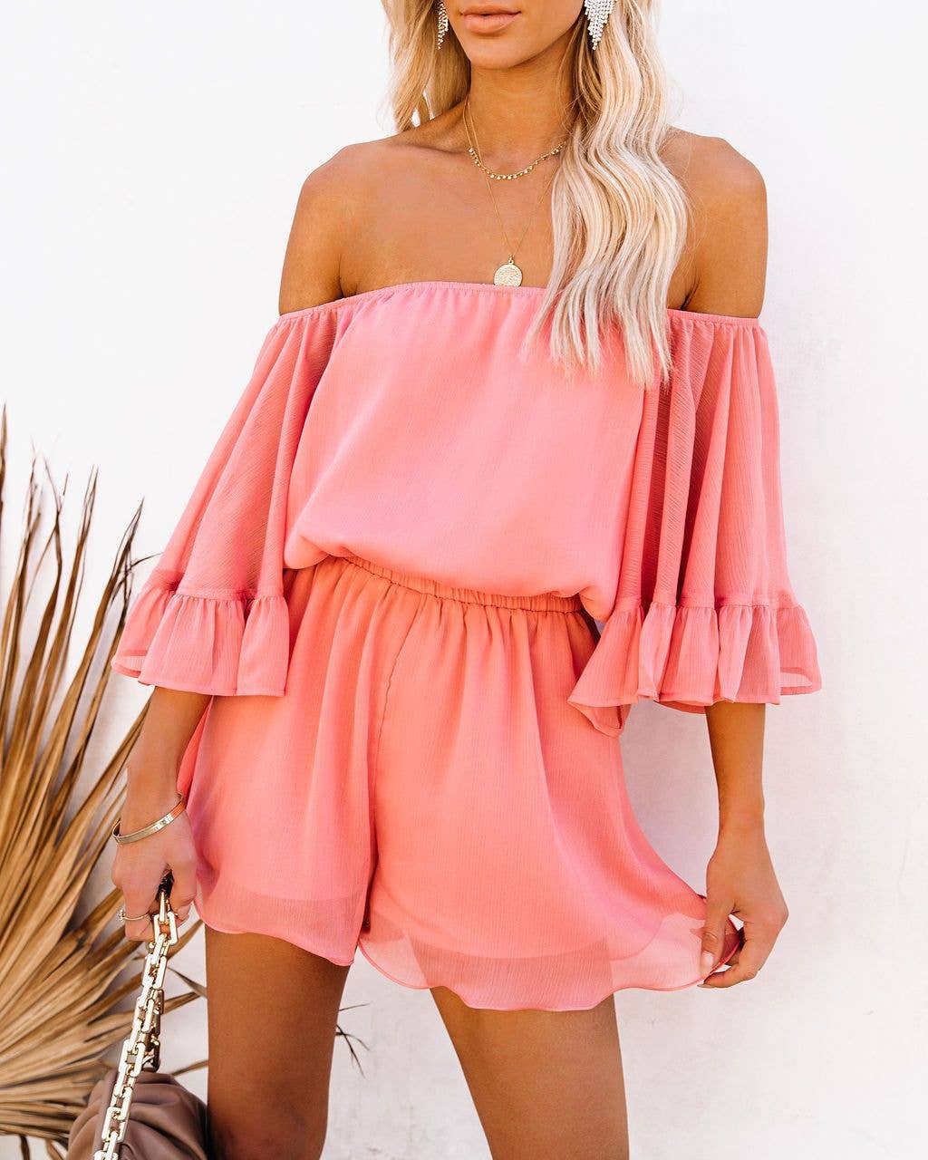 Sweetkama - Wholesale Romper - Women's - Ladies Off Shoulder Short Sleeves Daily Romper 136325