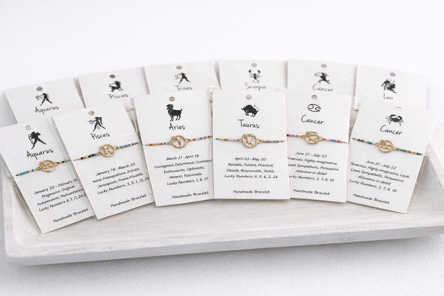 Picki Nicki - Wholesale Beaded Bracelet - Zodiac Sign Beaded Charm Bracelets Set of 364