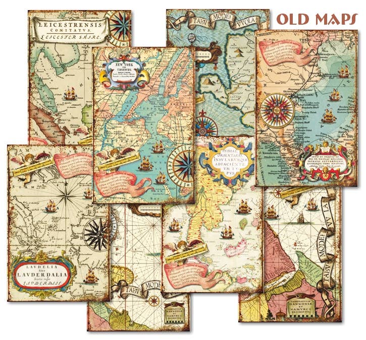DECORER - Wholesale Scrapbook - Old Maps - MINI Scrapbook Paper1