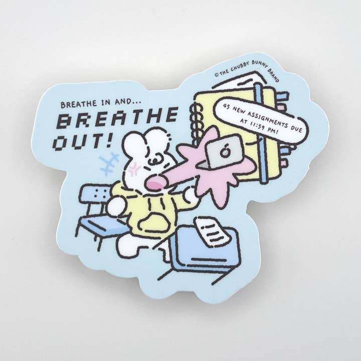 Breathe In Breathe Out Vinyl Sticker for wholesale by The Chubby Bunny Brand