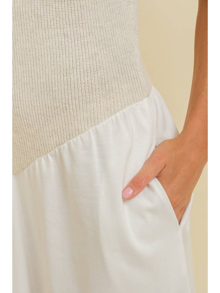 Cloud Ten - Vente Robe – femme - Robe midi plissée à manches courtes contrastées3