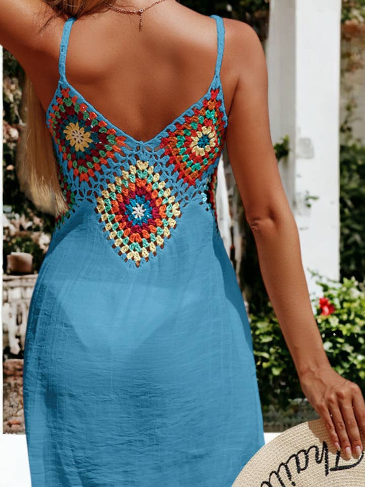 Anna Kaci Wholesale - Wholesale Dress - Women's - Multicolor Crochet Pattern Dress13