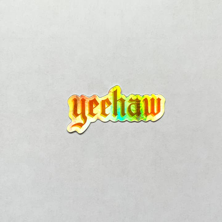 Kirsten Bauer - Wholesale Sticker - Yeehaw Orange Holographic Sticker1