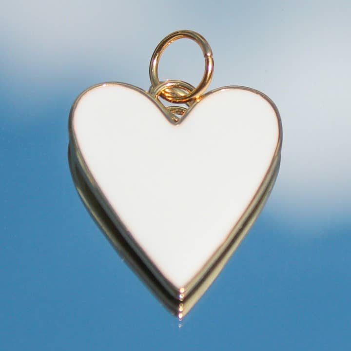 Beaded by Meg - Wholesale Individual Charm/Pendant - White Enamel Heart Charm0