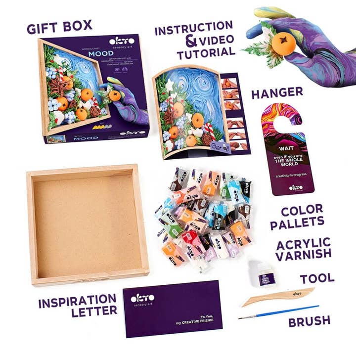 Baby Republic - Wholesale DIY Craft Kit - OKTO Air Dry Clay Wood & Craft Sensory Art - Joy