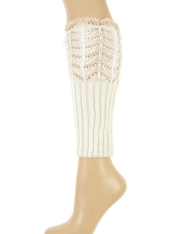 CALENTADOR DE PIERNA PLEGABLE CON ENCAJE DE GANCHILLO para venta al por mayor de Andrea Bijoux