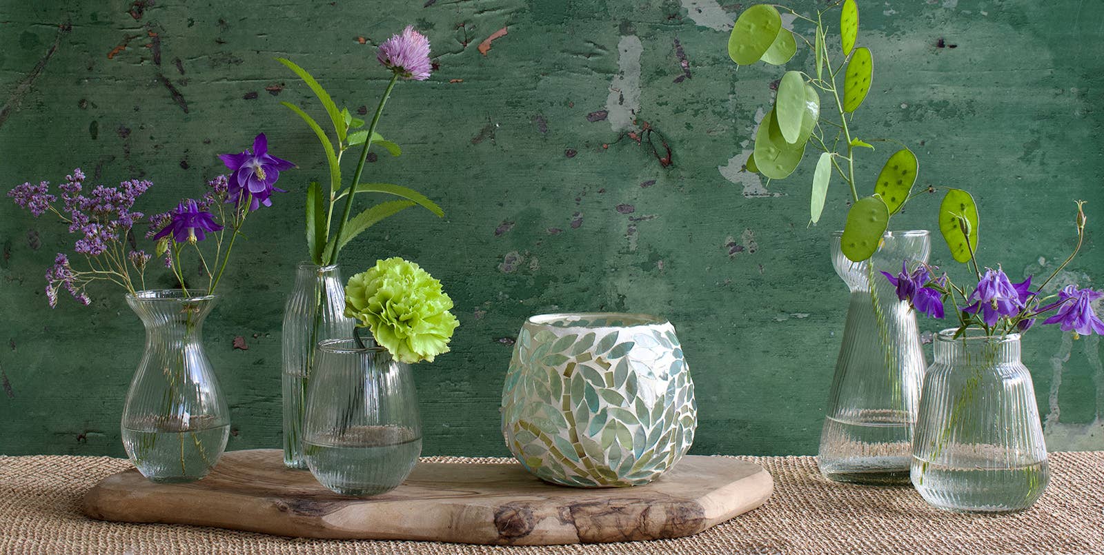 De Weldaad Authentic Interior - Wholesale Decorating Tool - Hyacinth vase ribbed glass WEL22610