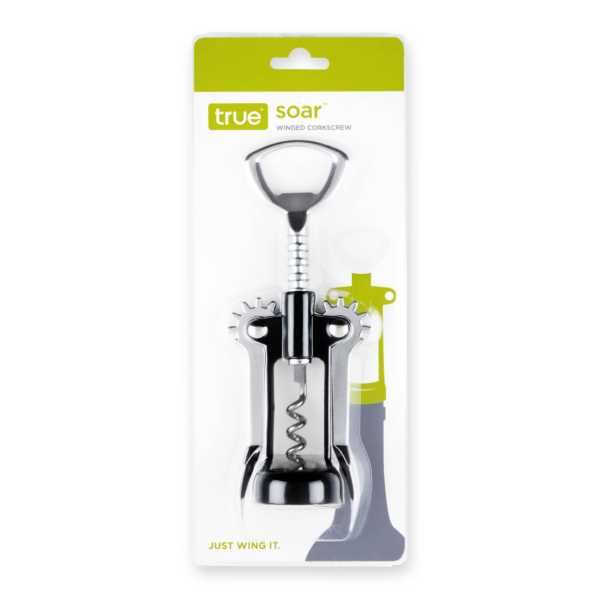 TRUE - Wholesale Bottle/Wine Opener - Soar Chrome Finish Winged Corkscrew ASSORTED COLORS2