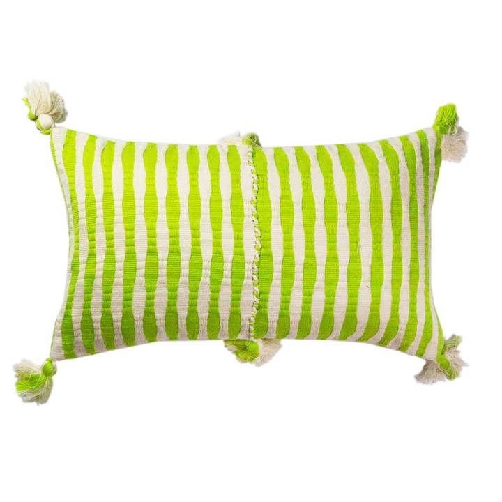 Antigua kussen - Lemon Lime + Ivory Stripe voor wholesale door Archive NY