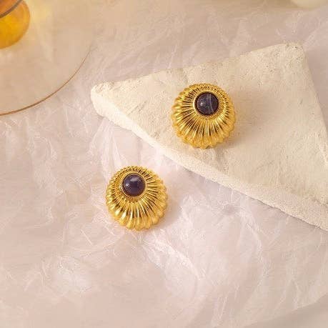 Franska retro vintage matta runda kammusslörhängen 925 silver för wholesale av Exsito