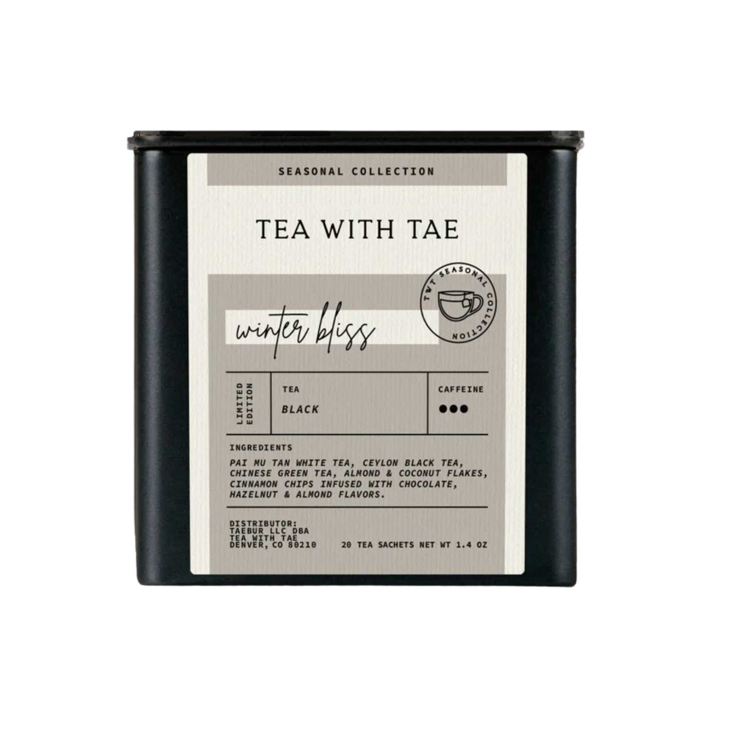 Tea with Tae - Wholesale Tea bags - Winter Bliss Holiday Black Tea Gift Tin (20 tea bags)0