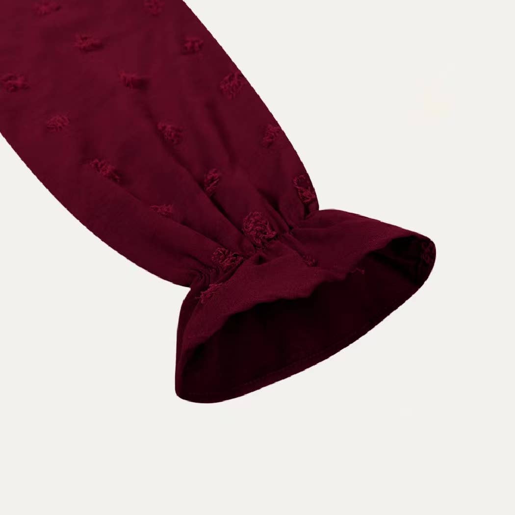 The Moment Collection – wholesale Dress – Women's – Classic Swiss Dot Surplice Neck Long Sleeve Maxi Dress7