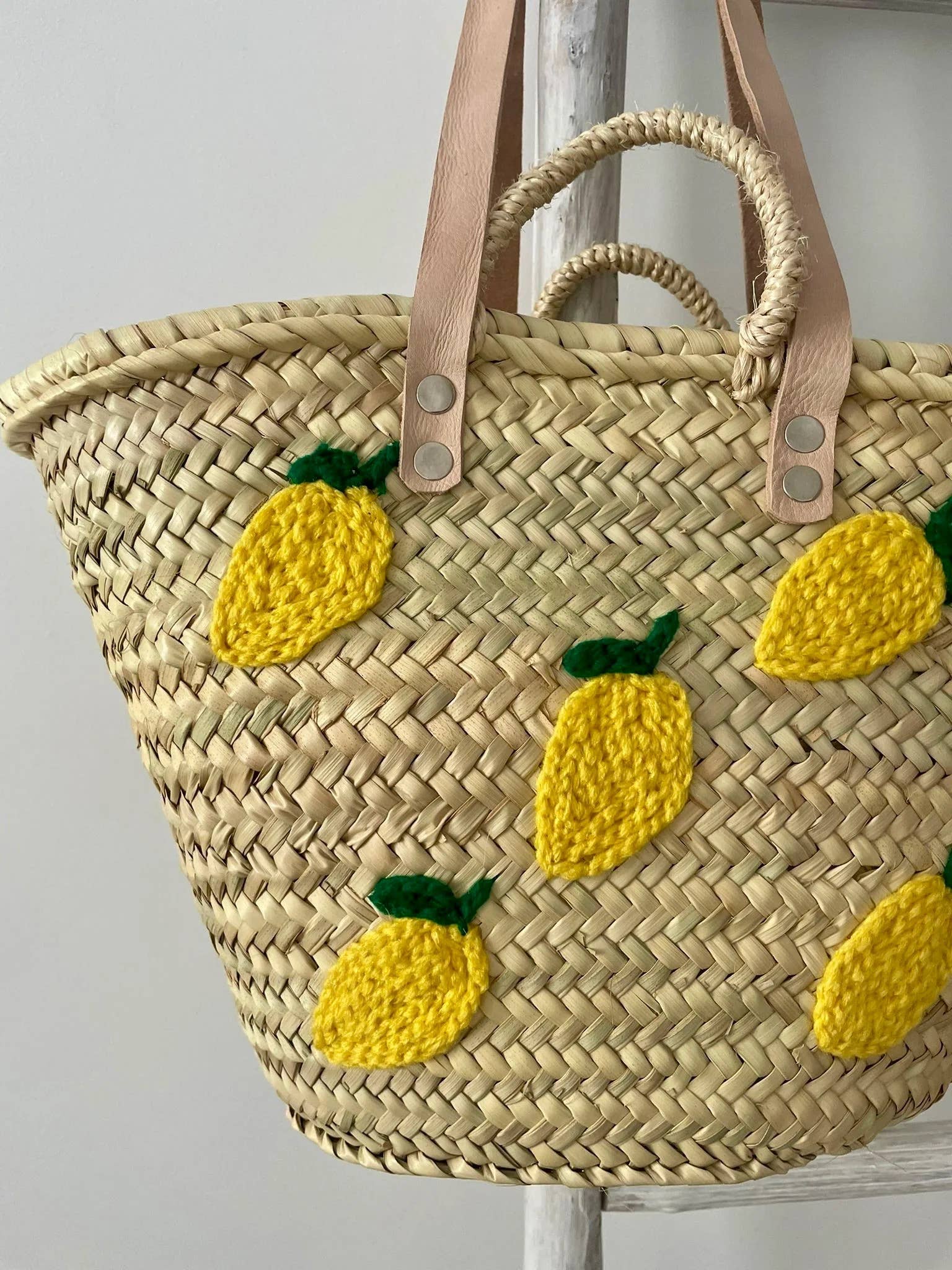 High crafty – wholesale Beach bag – 🍋 Amalfi Basket – Handwoven Raffia & Leather Bag2