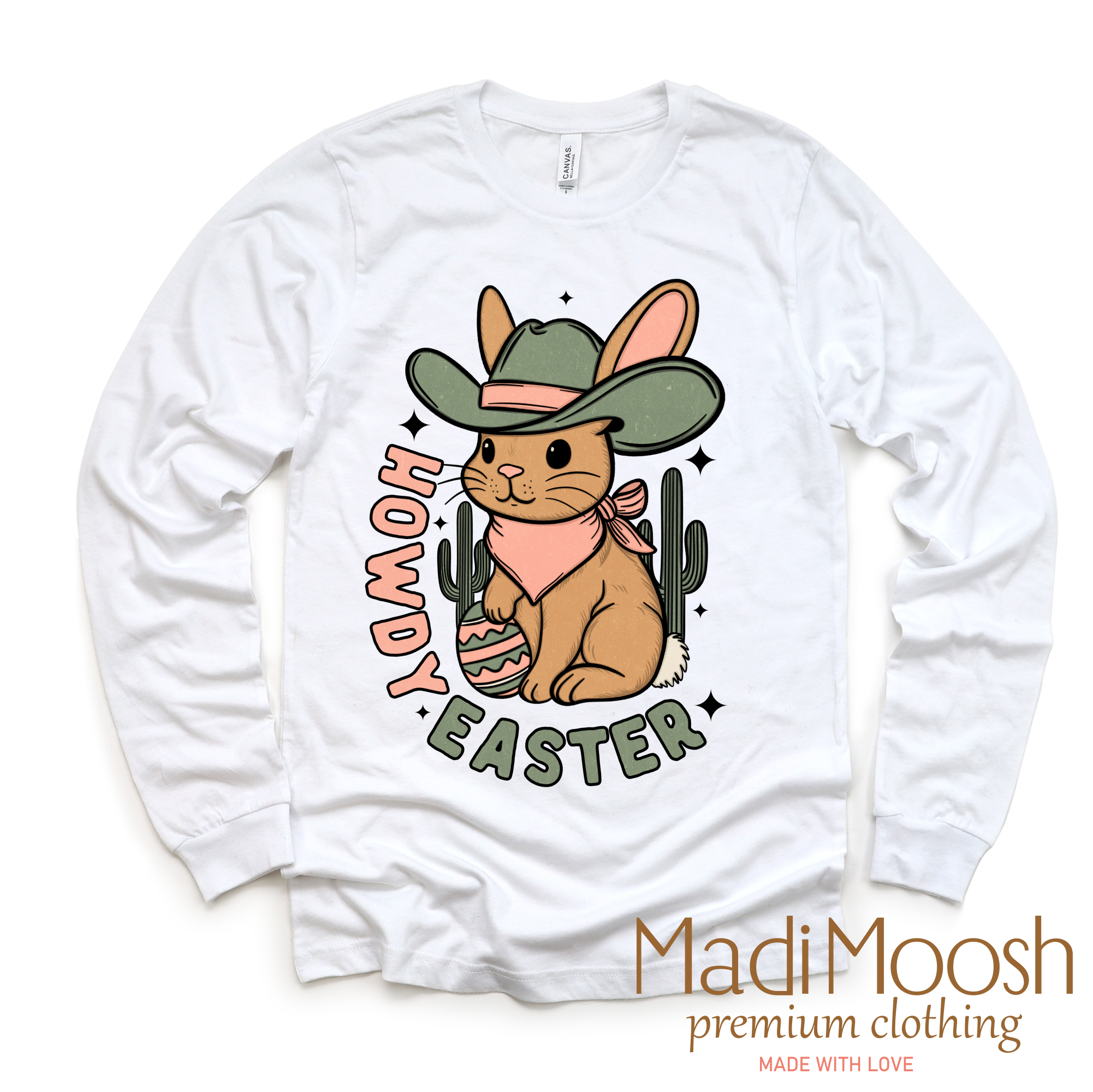Madi Moosh - Wholesale Screen Printed T-Shirt - Kids - Howdy Easter Bunny Western Shirt - Kids Western Tee4