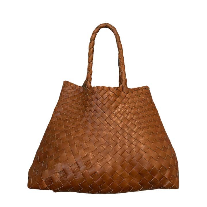 Naomi Woven Leather Bag - Cognac for wholesale by Liam & Lana