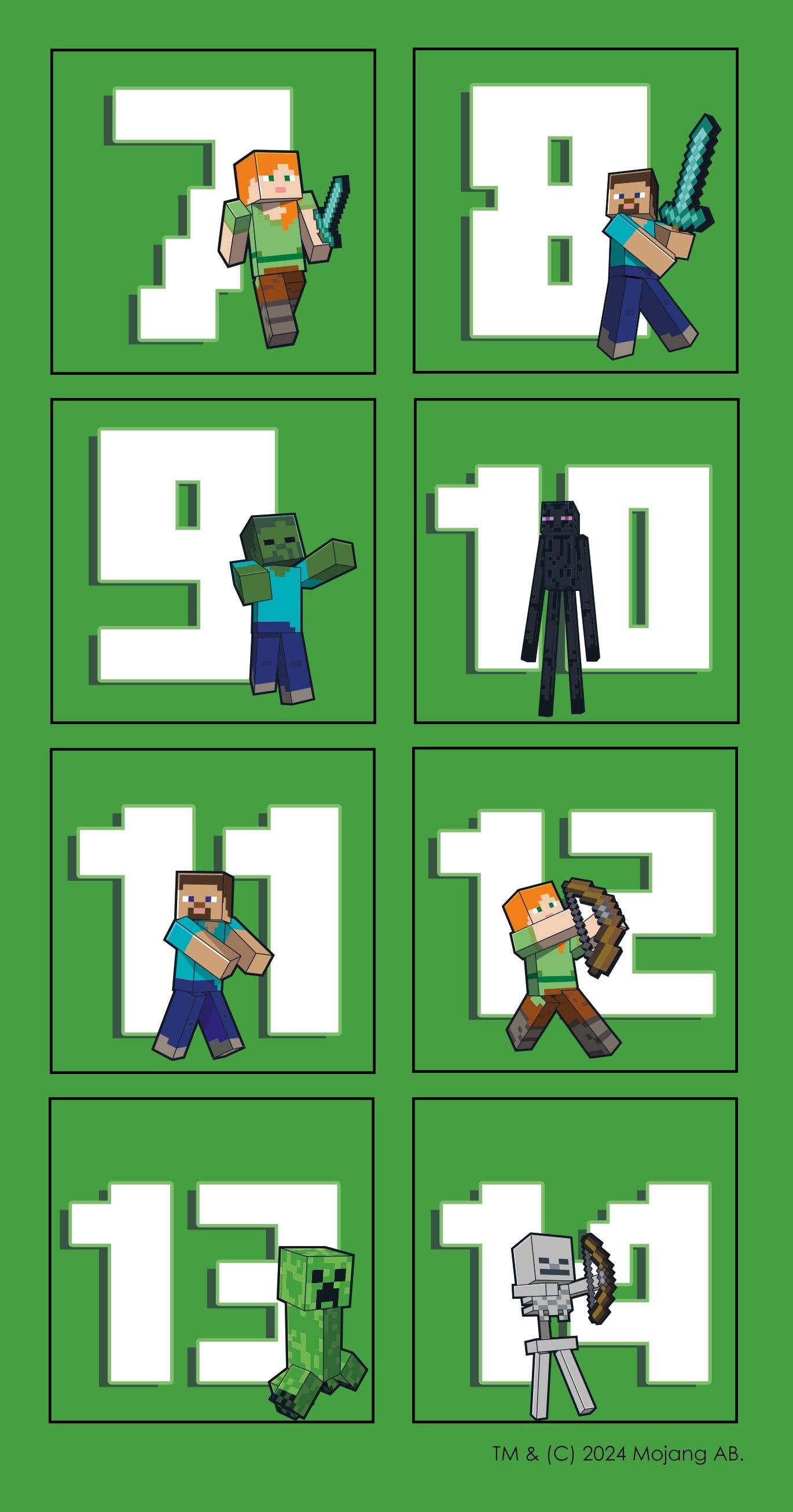 Danilo Promotions Ltd – wholesale Birthday card – Minecraft Multi Ages 7-14 Sticker Birthday Card1