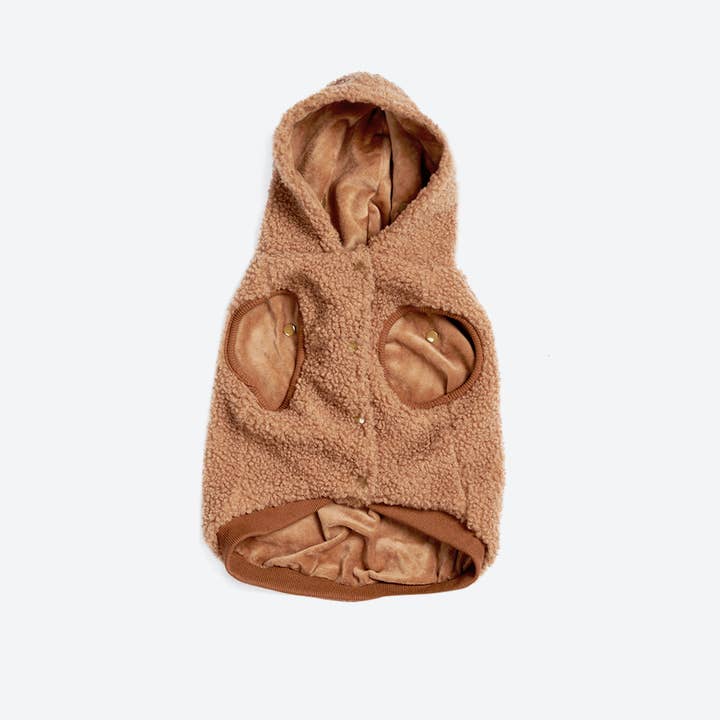 Spark Paws - Wholesale Pet Jacket - Dog - Teddy Sherpa Fleece Dog Jacket - Brown
