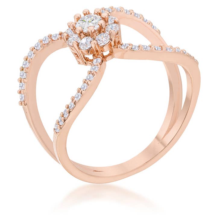 Joyce 0.4ct CZ Rose Gold Delicate Floral Wrap Ring for wholesale by JGoodin