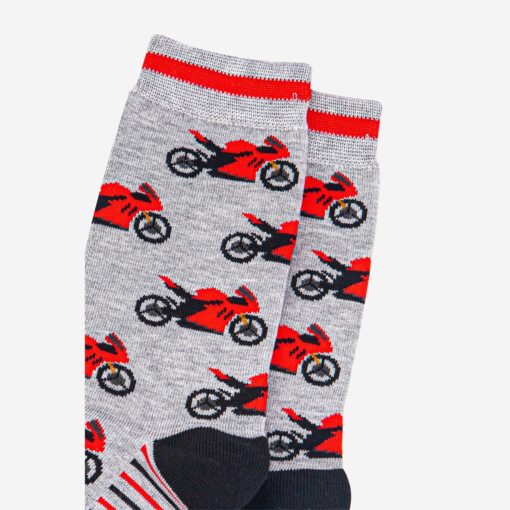Sock Talk – wholesale Socks – Men's – Men's Bamboo Socks - Light Grey/Red, Motorbikes2