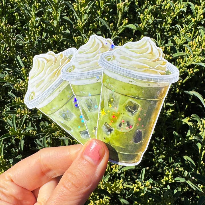 Julia Ockert - Wholesale Sticker - Matcha Latte & Iced Coffee Glitter Stickers4