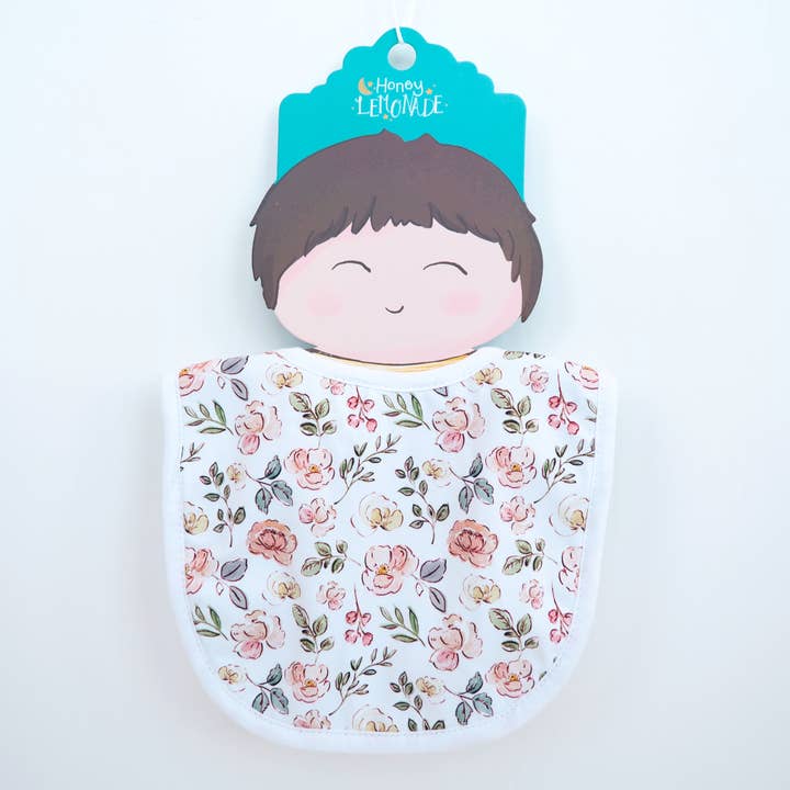 Baby Bib - Blushing Garden for wholesale by Honey Lemonade- Minky Baby Blankets and Gifts