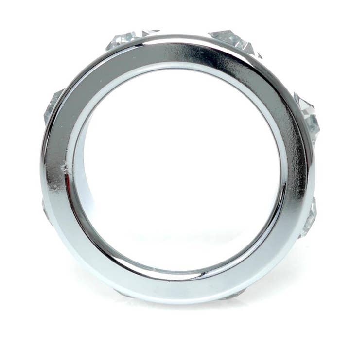 Kinky Pleasure - Wholesale Sex toy - Bossoftoys - 64-00117 - Stainless steel - Metal Cockring - with White Diamond stones - Small size - inner dia 3.5 CM - outer dia 4.5 CM1