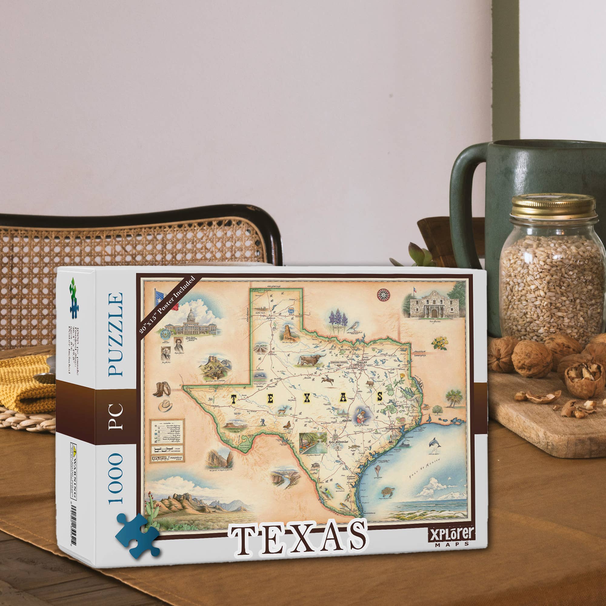 XPLORER MAPS - Vente Puzzle – adulte - Puzzle de 1000 pièces avec la carte de l'État du Texas3