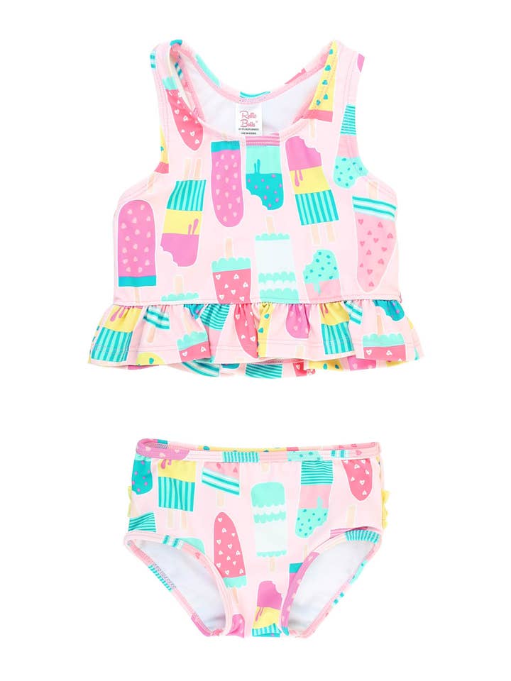 RuffleButts + RuggedButts - Vente Bikini – enfant - Maillot de bain tankini à basque 2 pièces pour filles avec volants arrière signature