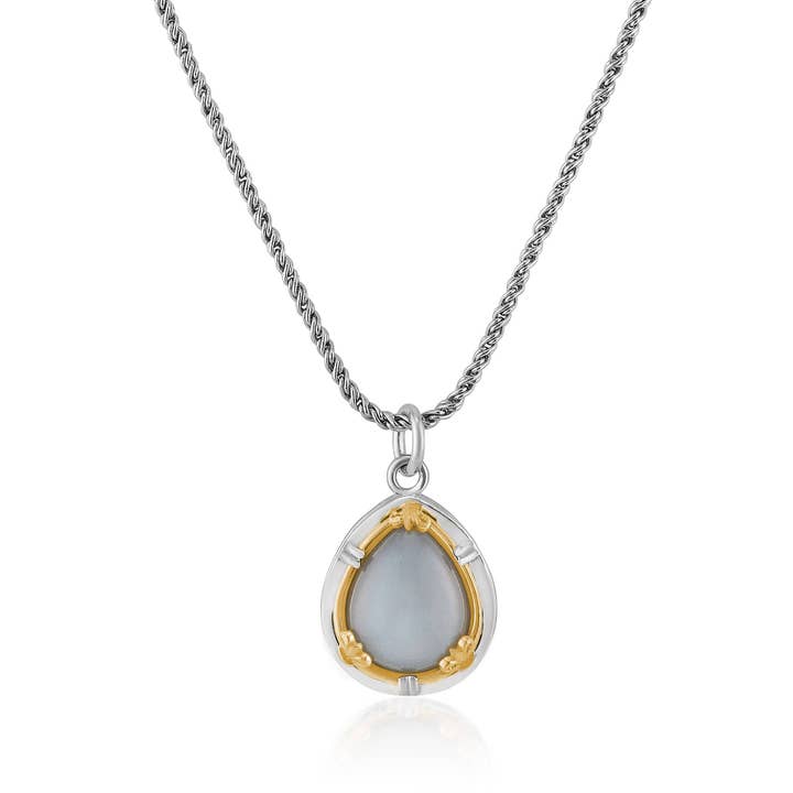 Teardrop Gray Moonstone Necklace with 18k Gold Vermeil for wholesale by Anatoli Jewelry
