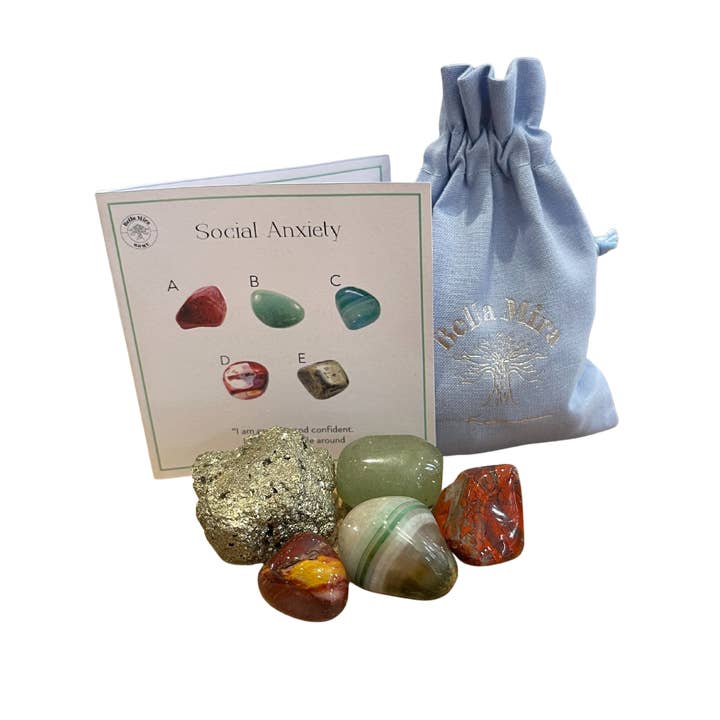 Pack de guérison aux cristaux d'anxiété sociale pour la vente par BellaMira Home